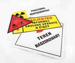 OZNAKOWANIE DO PRACOWNI RENTGENOWSKIEJ- NALEPKI NAKLEJKI -KOMPLET