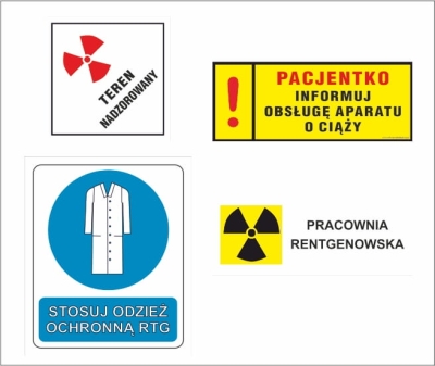 OZNAKOWANIE DO PRACOWNI RENTGENOWSKIEJ- NALEPKI NAKLEJKI KOMPLET  