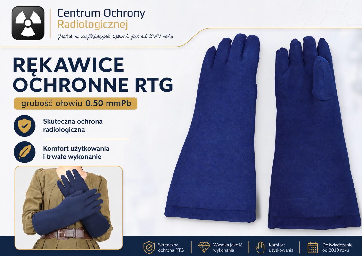 RĘKAWICE OCHRONNE RTG PRZED PROMIENIOWANIEM X 0.50