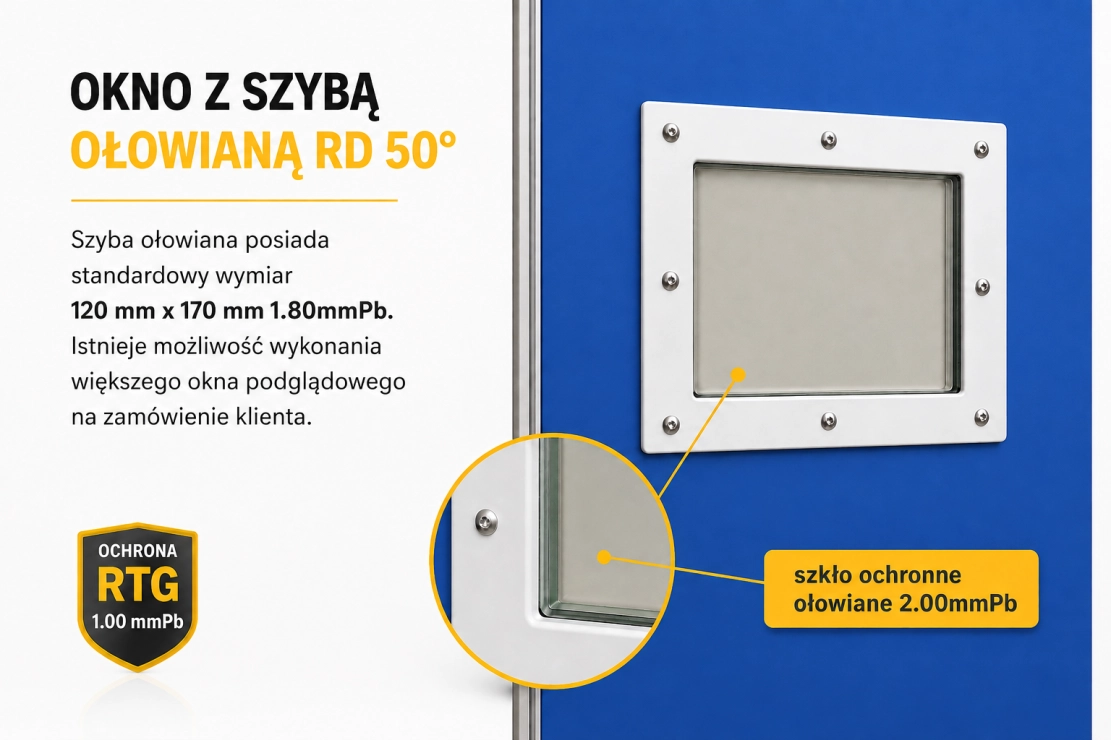 Parawan ochronny rentgenowski 0.50mmPb  z szybą ołowianą RTG 